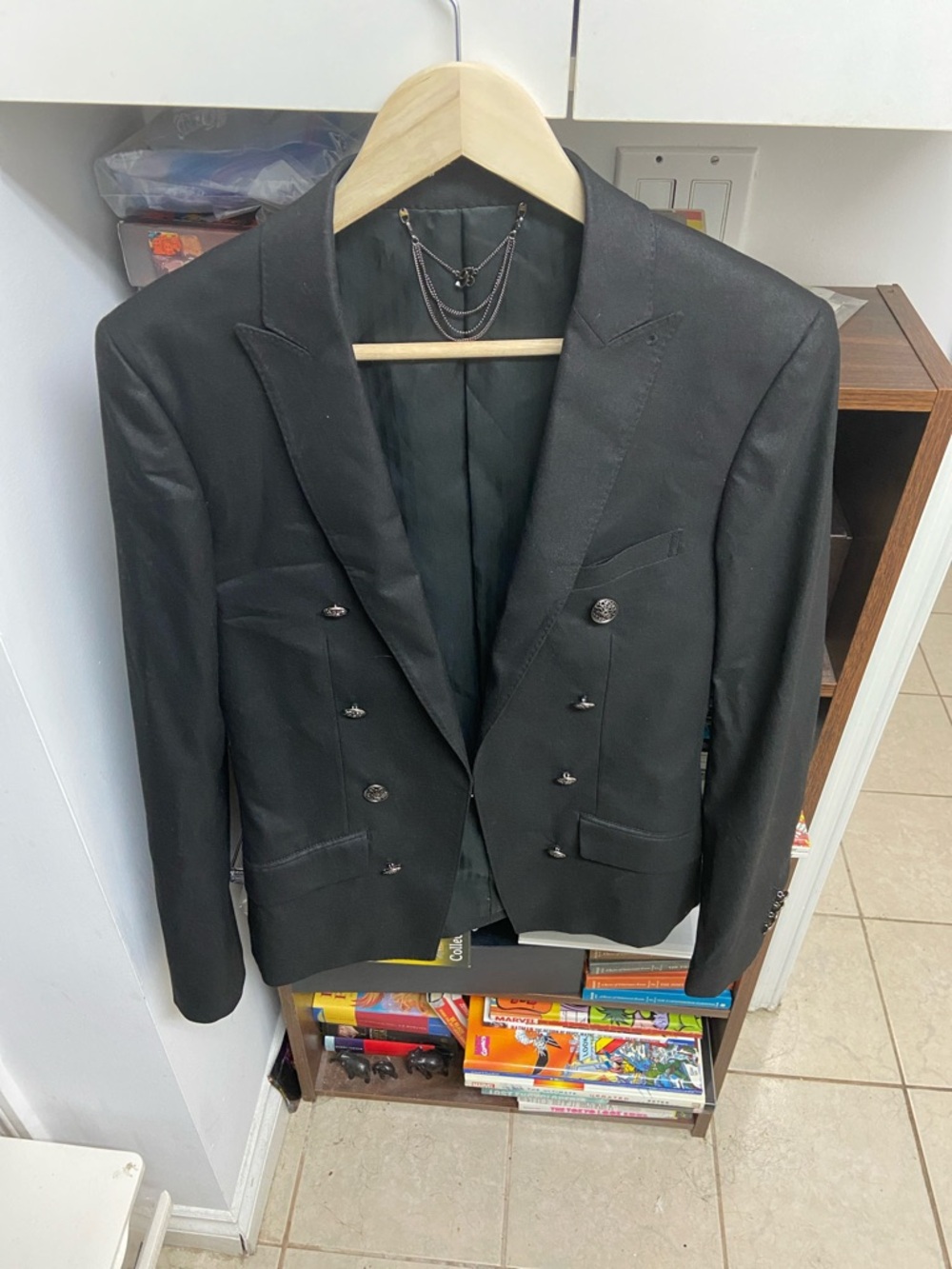 VTG Buffalo Bobs Japanese Host Men's Double-Breasted Black Tuxedo Blazer